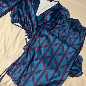 Vibrant Blue and Purple Flare Pants